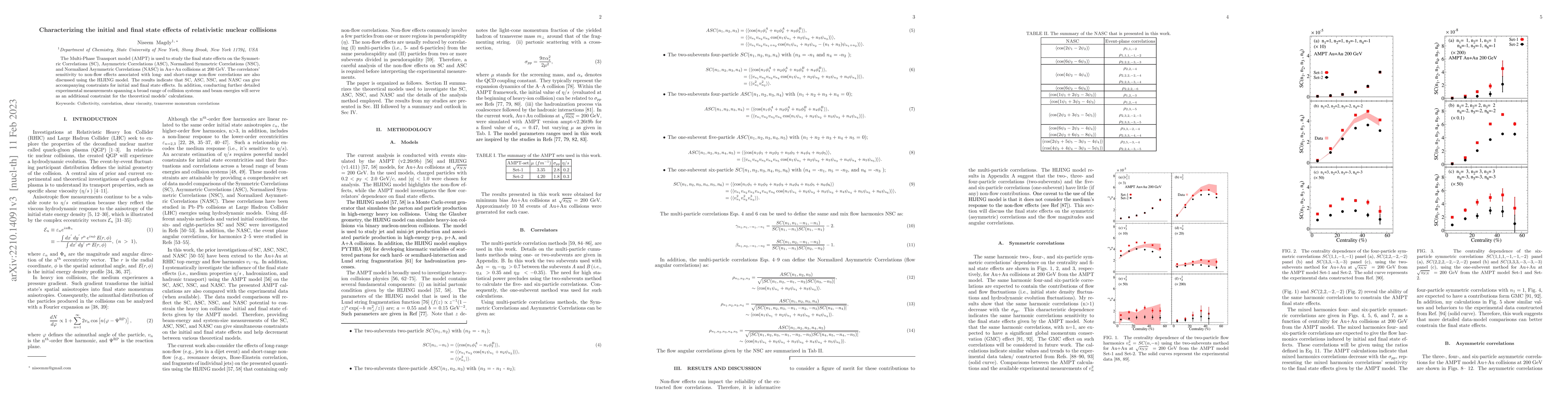 Thumbnail for Characterizing the initial and final state effects of relativistic
  nuclear collisions