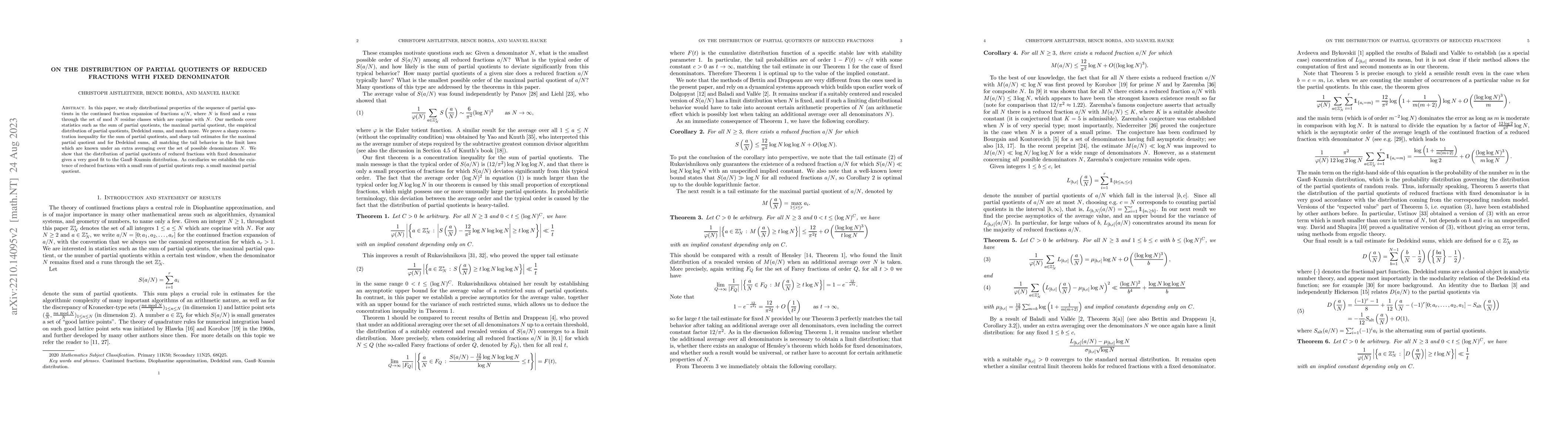 Thumbnail for On the distribution of partial quotients of reduced fractions with fixed
  denominator