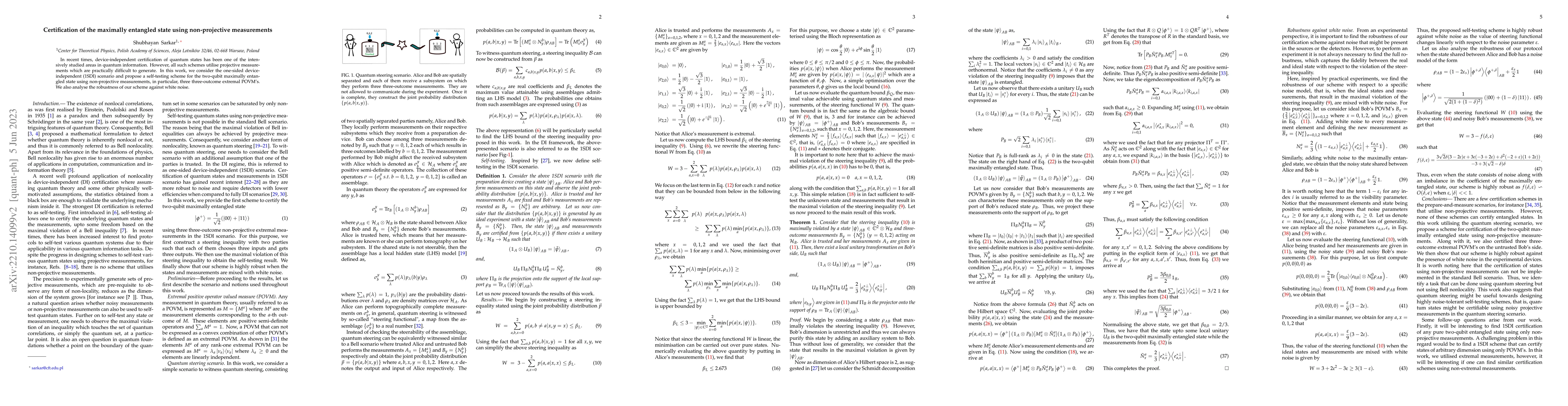 Thumbnail for Certification of the maximally entangled state using non-projective
  measurements