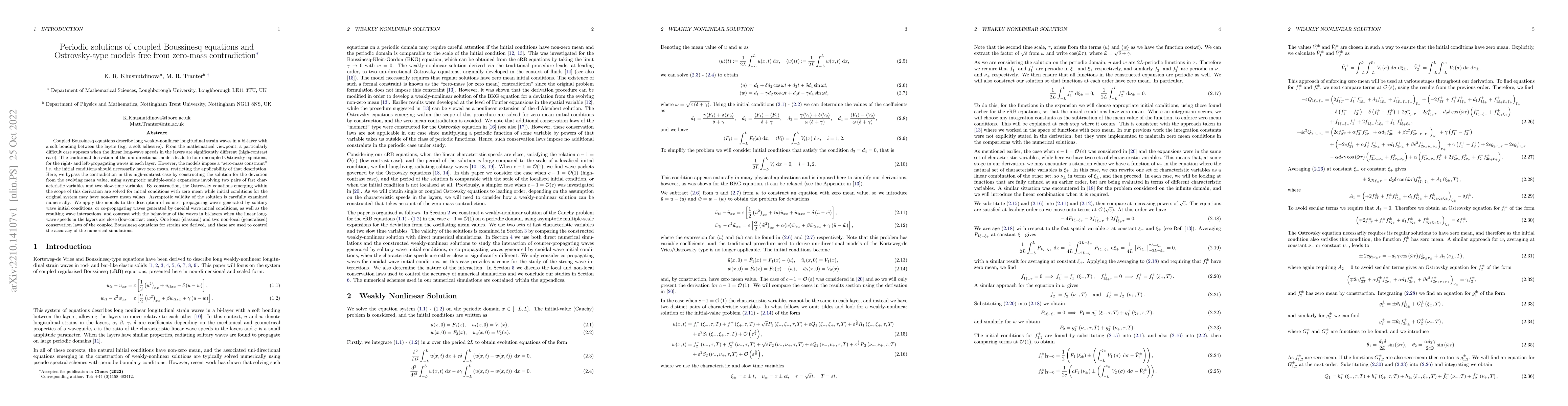 Thumbnail for Periodic solutions of coupled Boussinesq equations and Ostrovsky-type
  models free from zero-mass contradiction