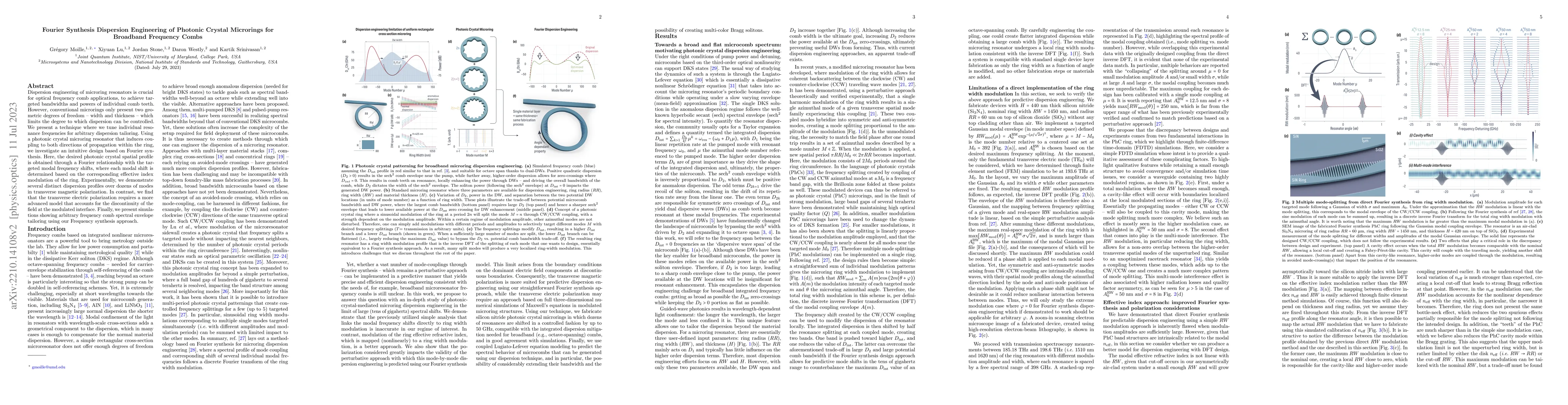 Thumbnail for Fourier synthesis dispersion engineering of photonic crystal microrings
  for broadband frequency combs