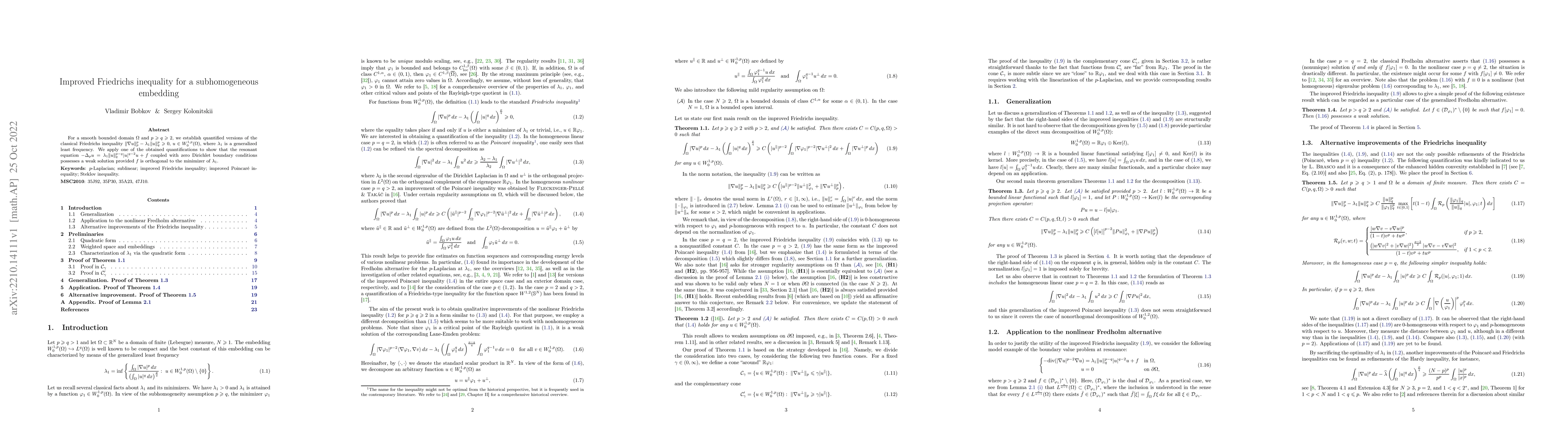 Thumbnail for Improved Friedrichs inequality for a subhomogeneous embedding