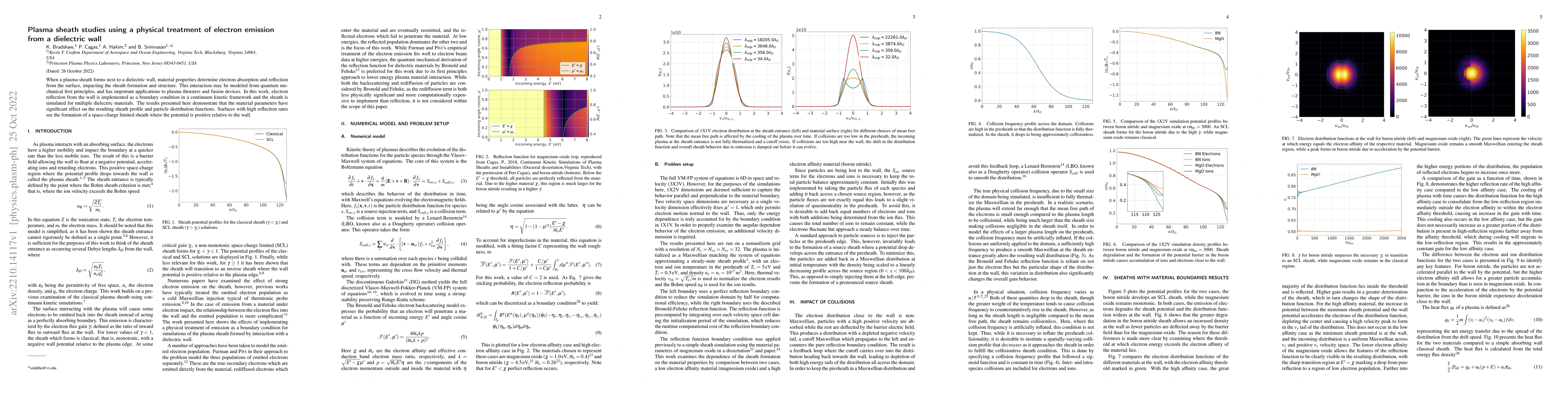 Thumbnail for Plasma sheath studies using a physical treatment of electron emission
  from a dielectric wall