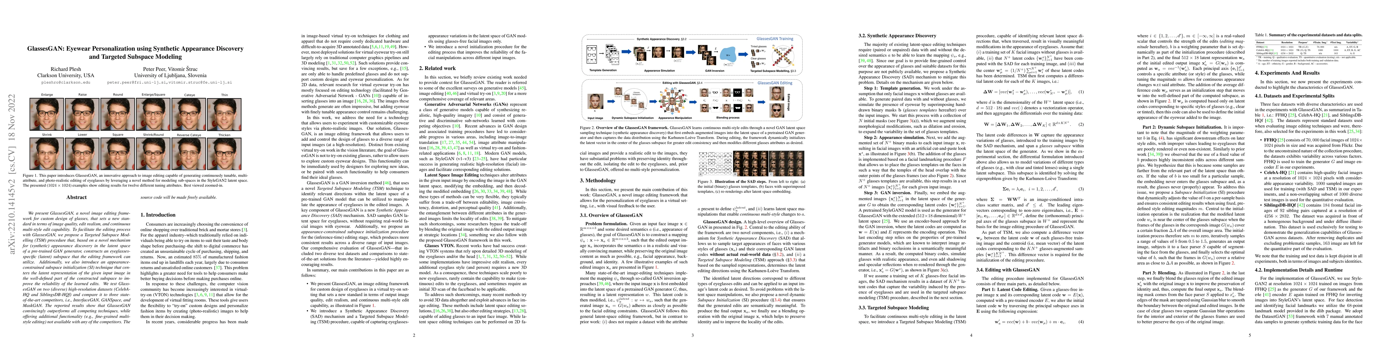 Thumbnail for GlassesGAN: Eyewear Personalization using Synthetic Appearance Discovery
  and Targeted Subspace Modeling