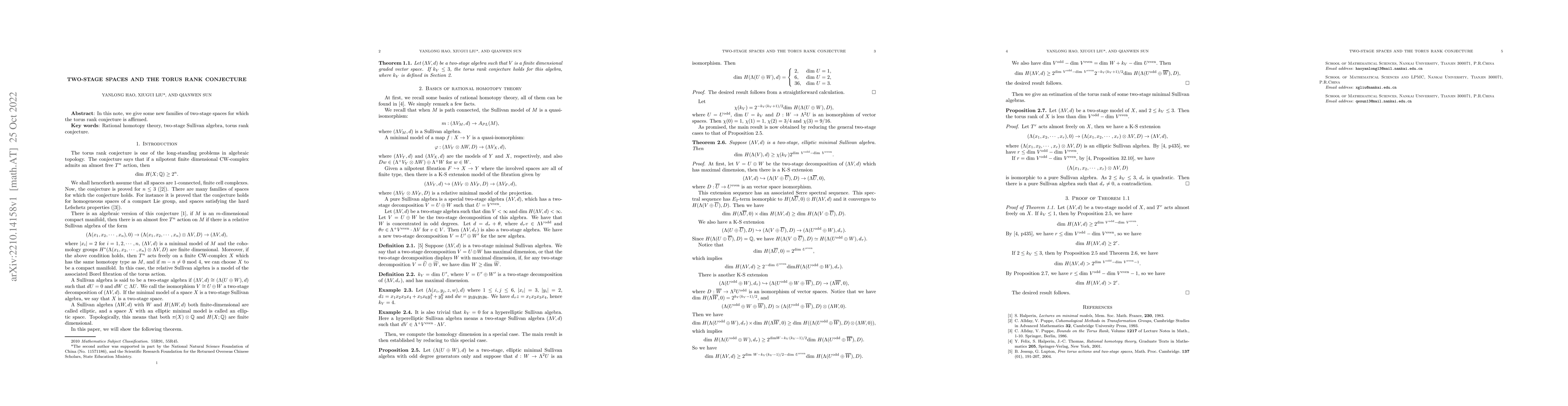 Thumbnail for Two-stage spaces and the torus rank conjecture