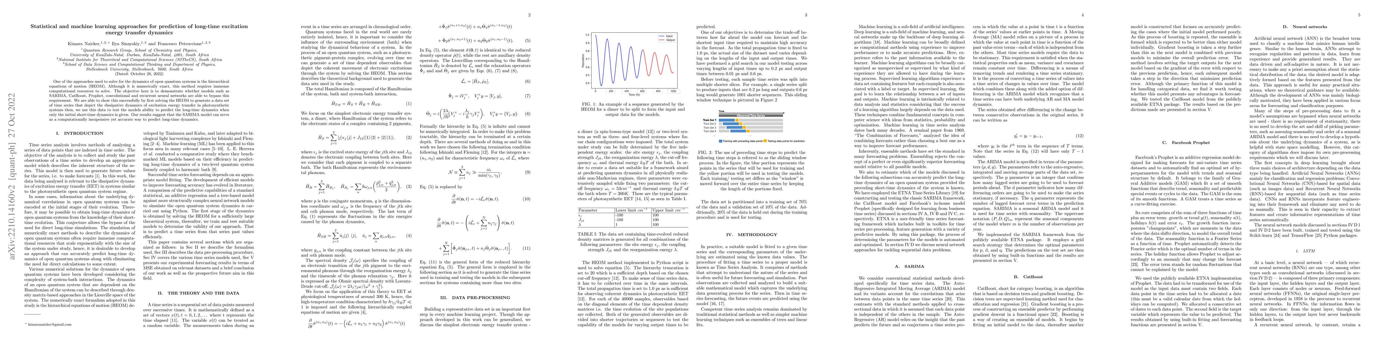 Thumbnail for Statistical and machine learning approaches for prediction of long-time
  excitation energy transfer dynamics