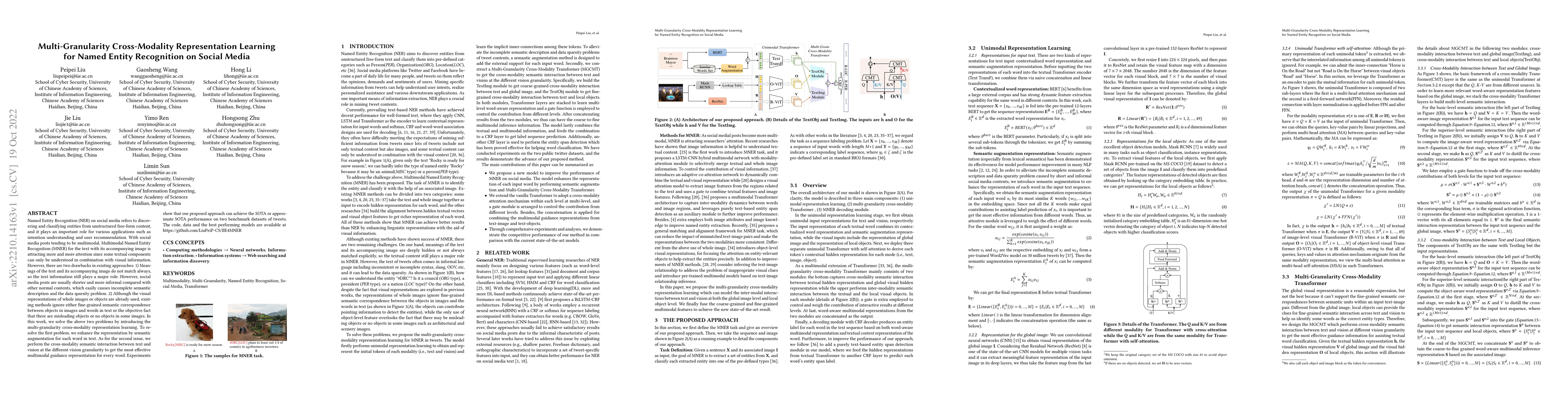 Thumbnail for Multi-Granularity Cross-Modality Representation Learning for Named
  Entity Recognition on Social Media