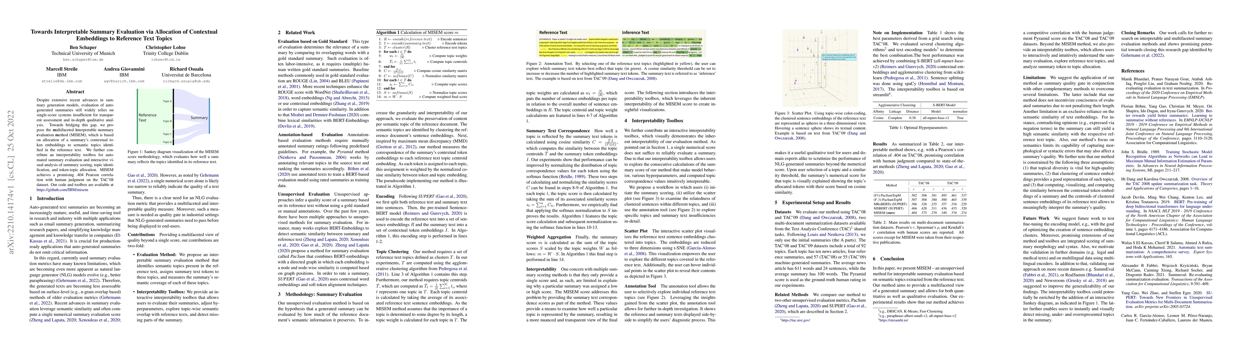 Thumbnail for Towards Interpretable Summary Evaluation via Allocation of Contextual
  Embeddings to Reference Text Topics