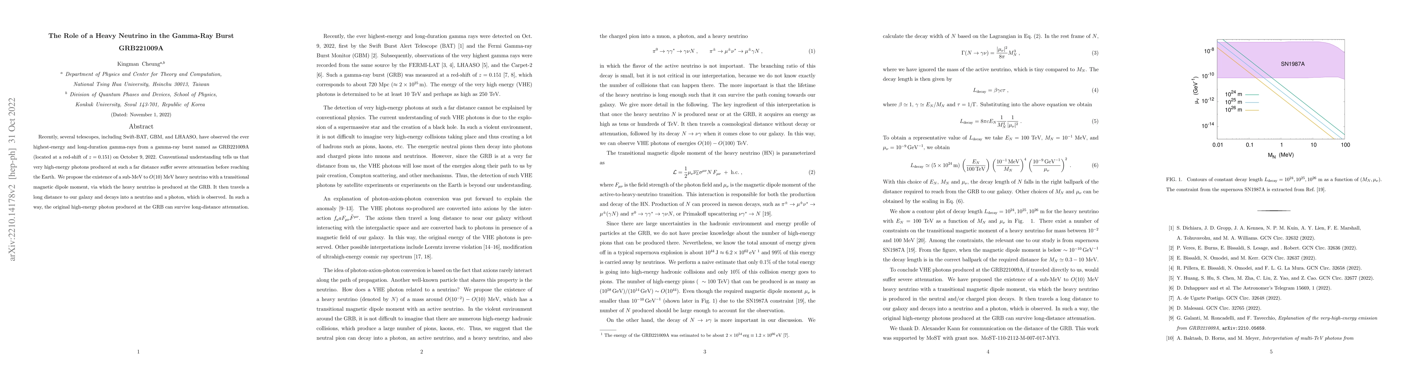 Thumbnail for The Role of a Heavy Neutrino in the Gamma-Ray Burst GRB-221009A