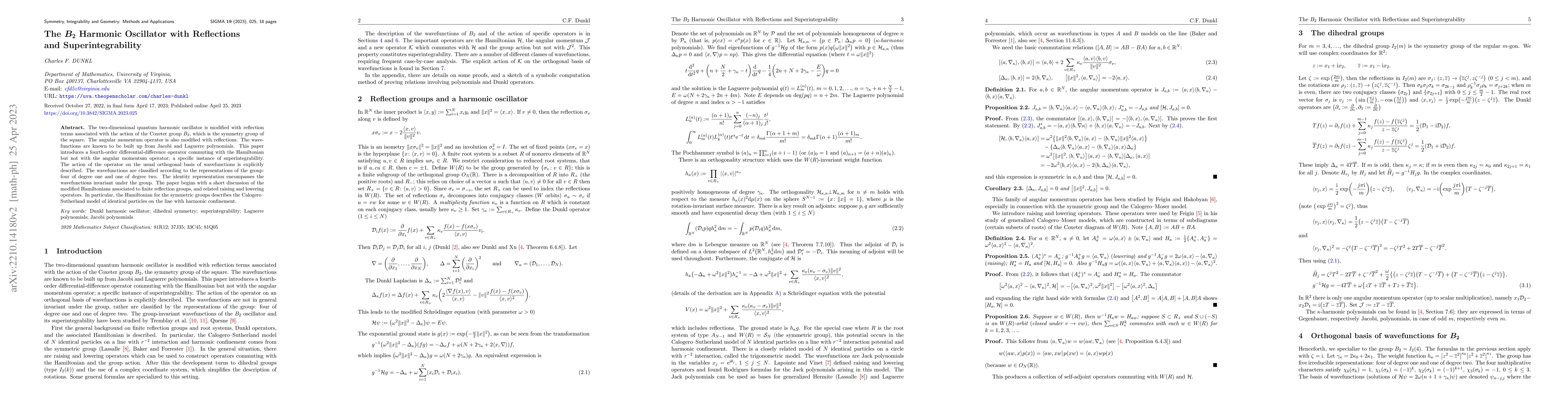 Thumbnail for The $B_2$ Harmonic Oscillator with Reflections and Superintegrability