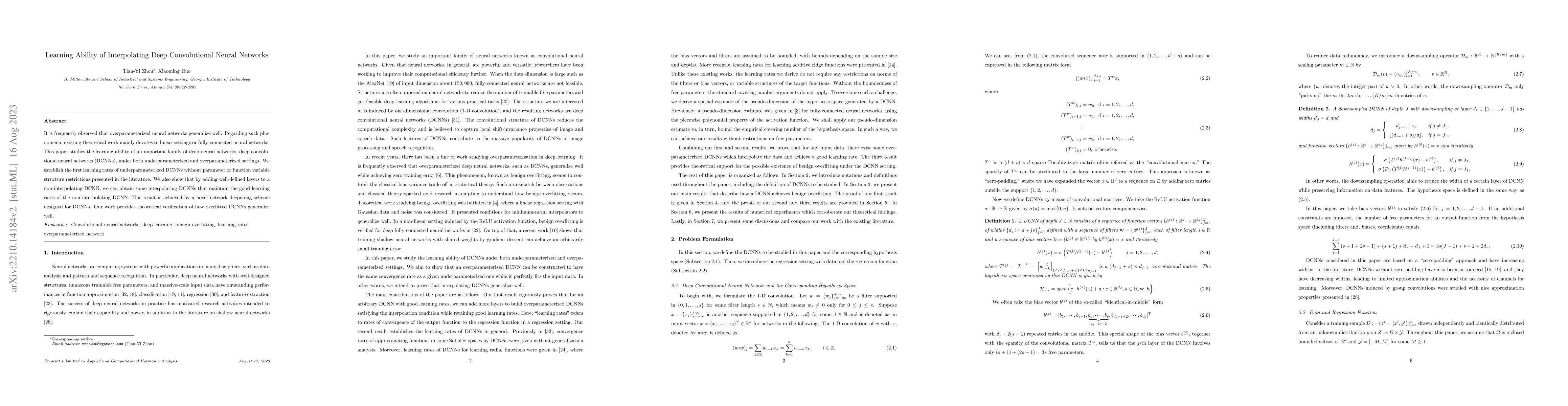 Thumbnail for Learning Ability of Interpolating Deep Convolutional Neural Networks