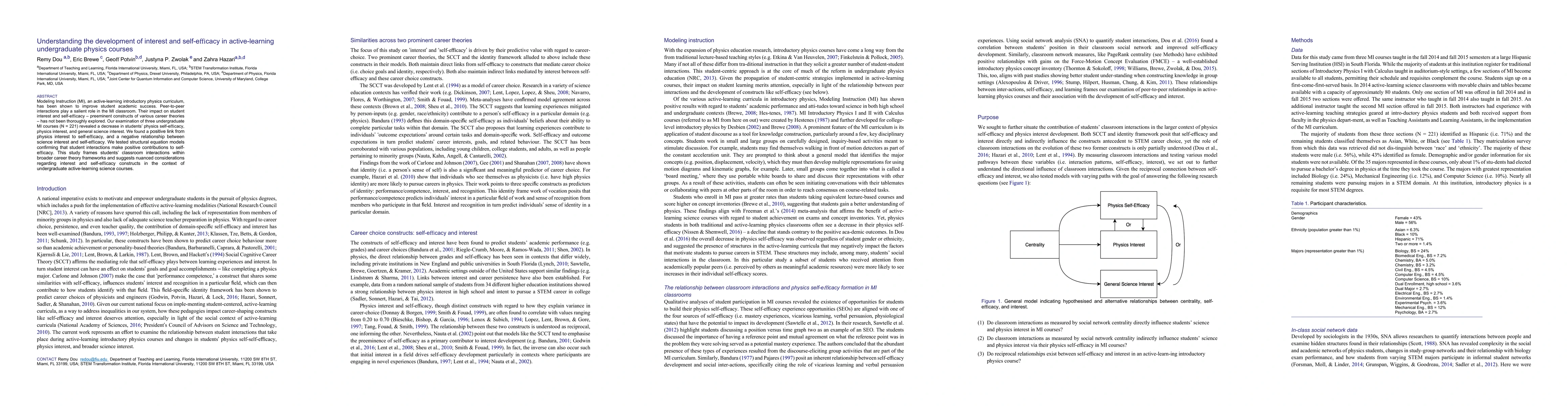 Thumbnail for Understanding the development of interest and self-efficacy in
  active-learning undergraduate physics courses