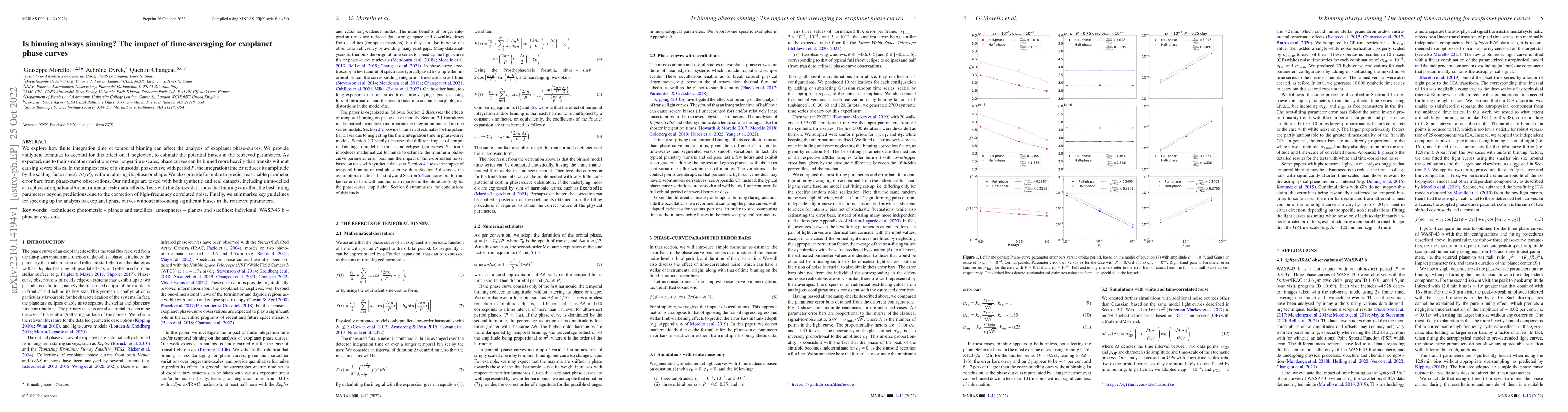 Thumbnail for Is binning always sinning? The impact of time-averaging for exoplanet
  phase curves