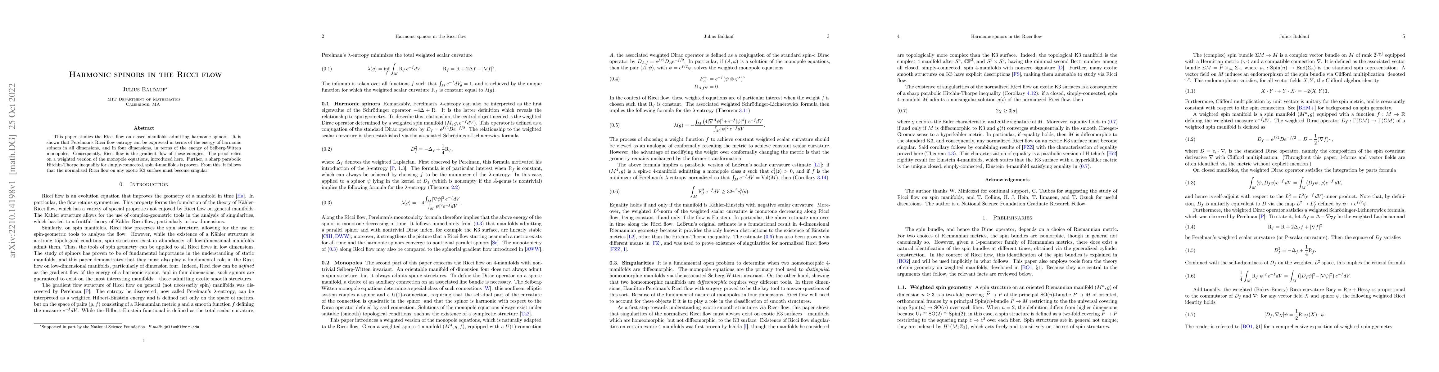Thumbnail for Harmonic spinors in the Ricci flow