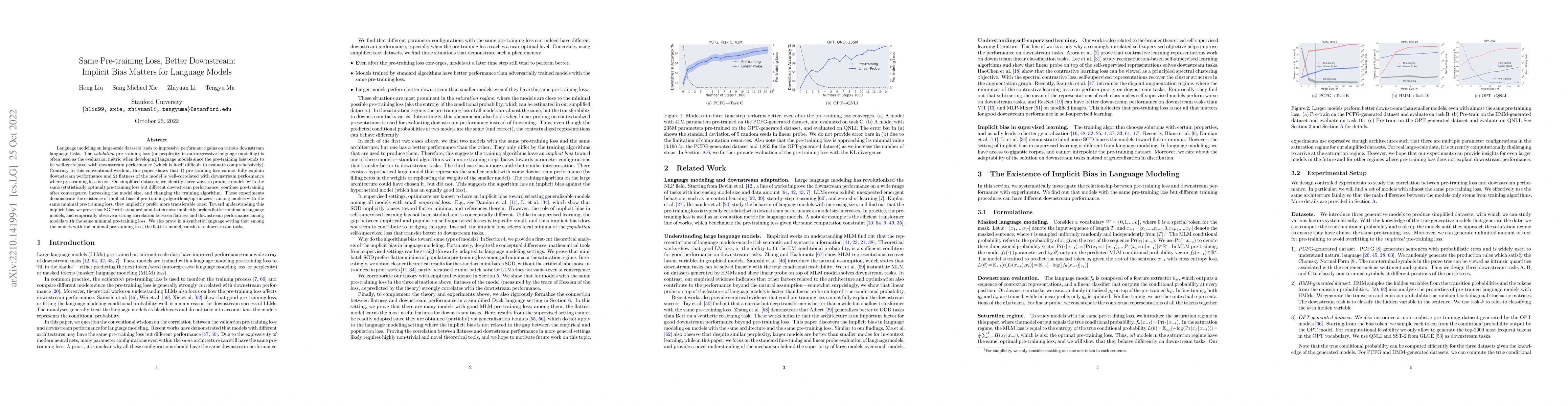 Thumbnail for Same Pre-training Loss, Better Downstream: Implicit Bias Matters for
  Language Models
