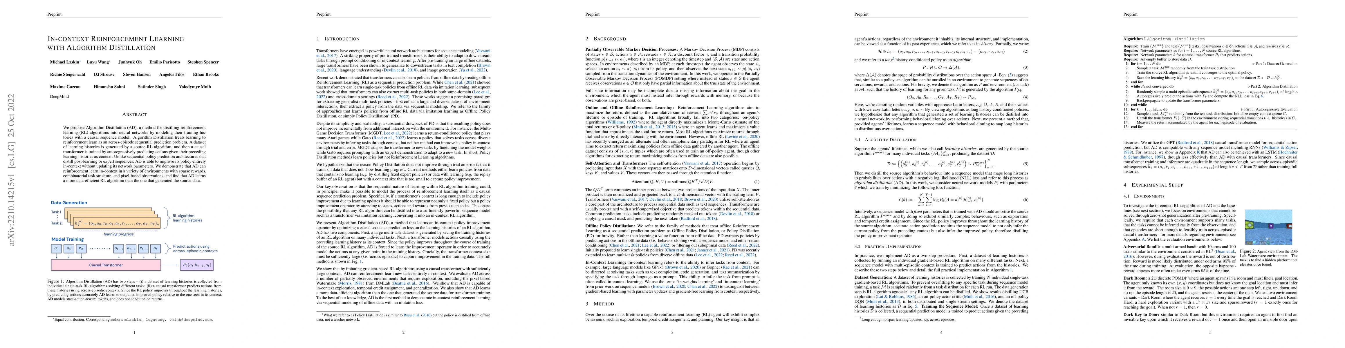 Thumbnail for In-context Reinforcement Learning with Algorithm Distillation