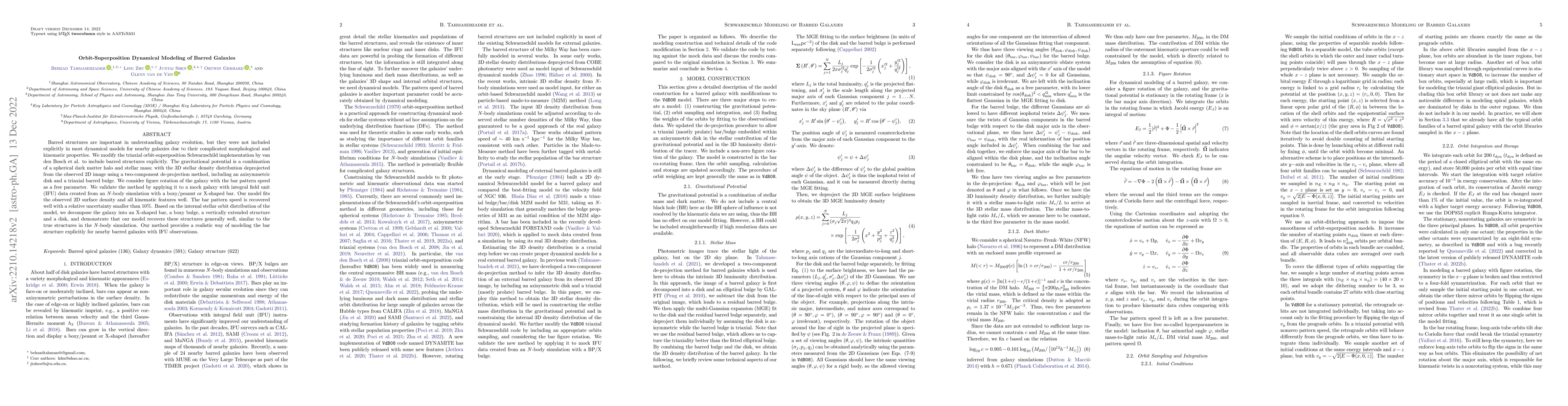 Thumbnail for Orbit-Superposition Dynamical Modeling of Barred Galaxies