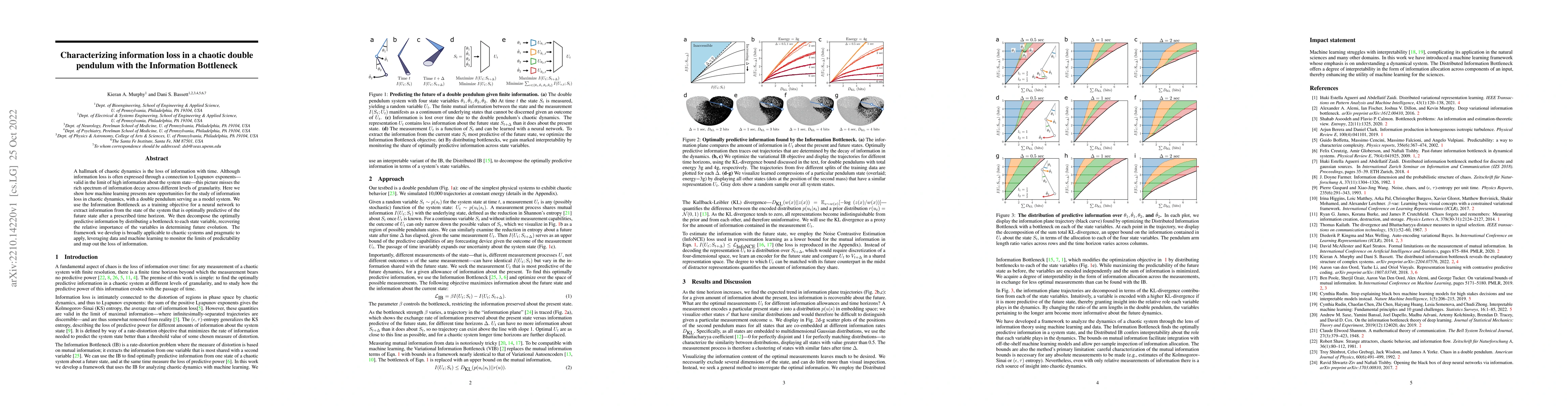 Thumbnail for Characterizing information loss in a chaotic double pendulum with the
  Information Bottleneck