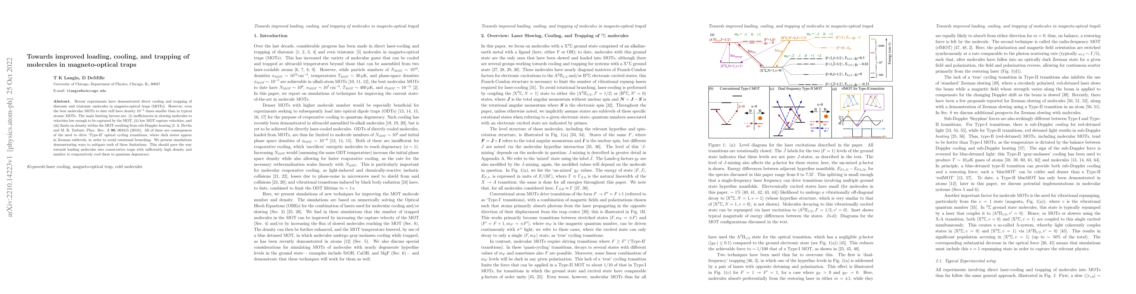 Thumbnail for Towards improved loading, cooling, and trapping of molecules in
  magneto-optical traps
