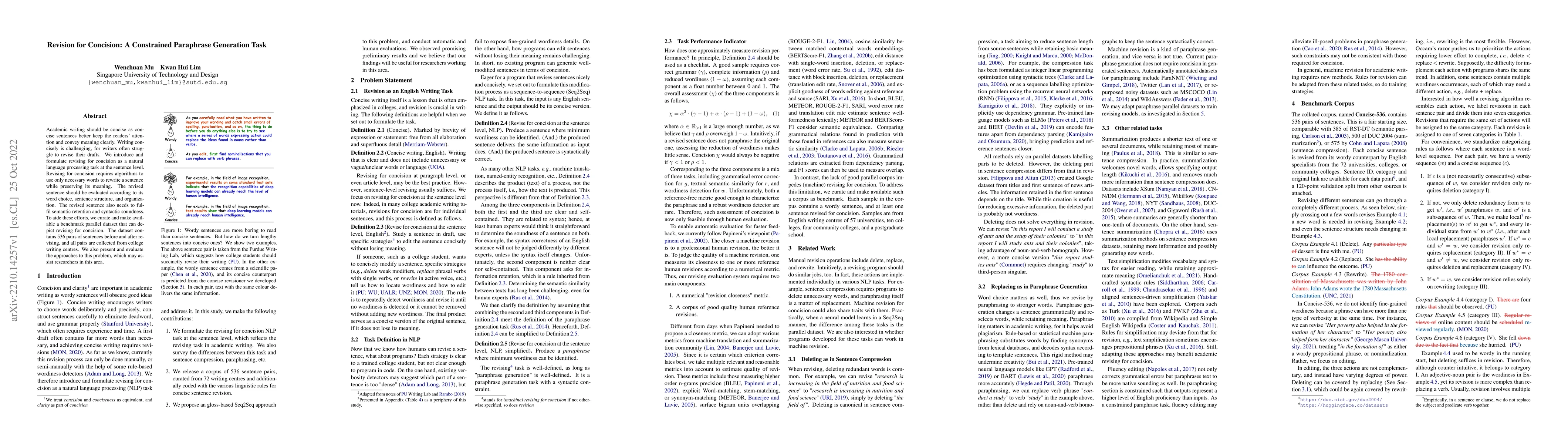 Thumbnail for Revision for Concision: A Constrained Paraphrase Generation Task