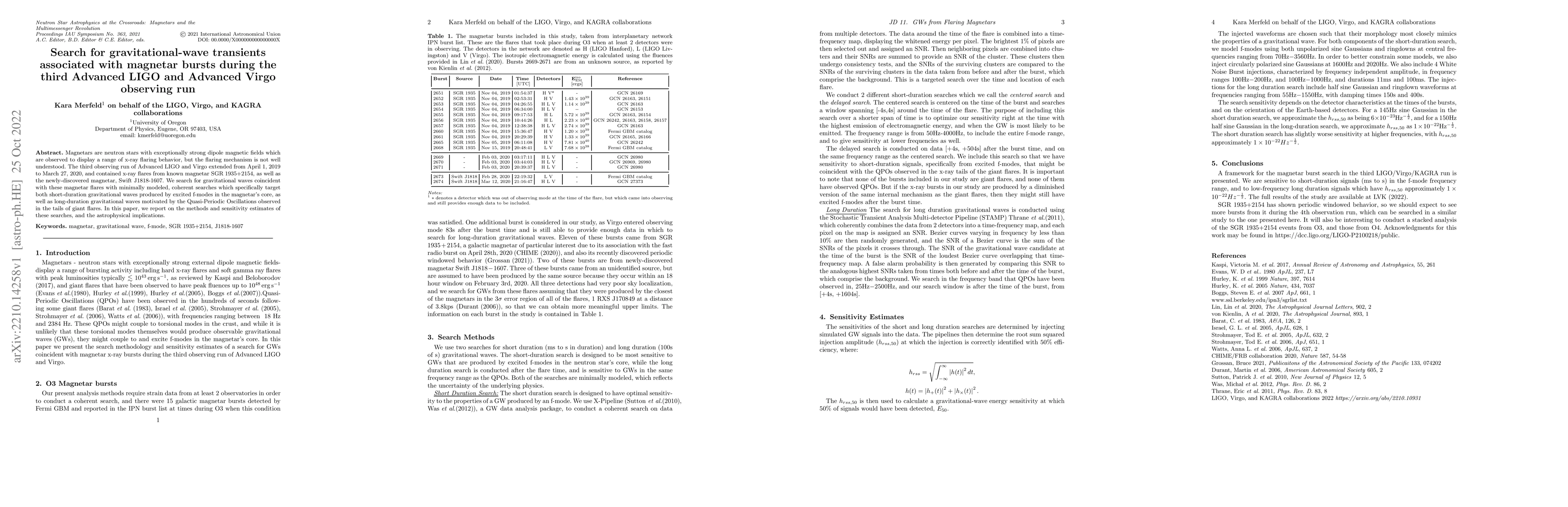Thumbnail for Search for gravitational-wave transients associated with magnetar bursts
  during the third Advanced LIGO and Advanced Virgo observing run