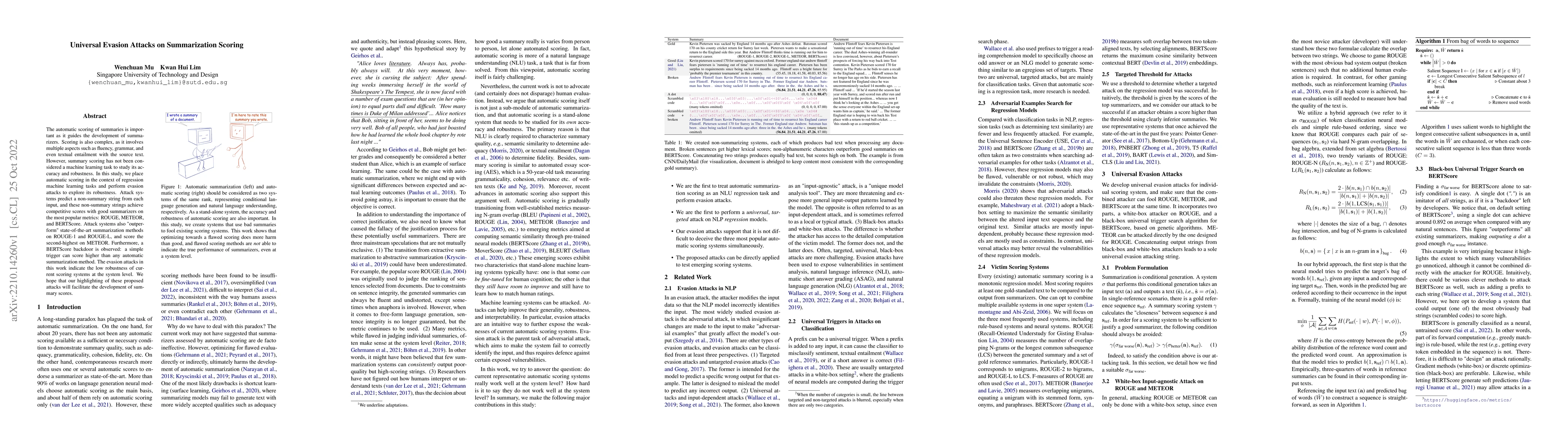 Thumbnail for Universal Evasion Attacks on Summarization Scoring