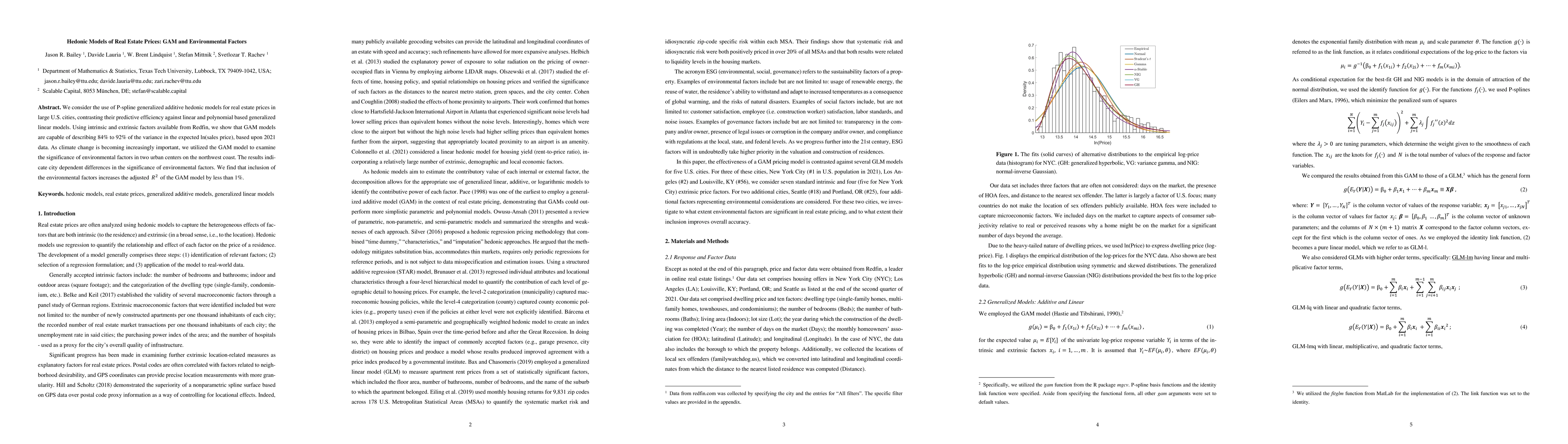 Thumbnail for Hedonic Models of Real Estate Prices: GAM and Environmental Factors