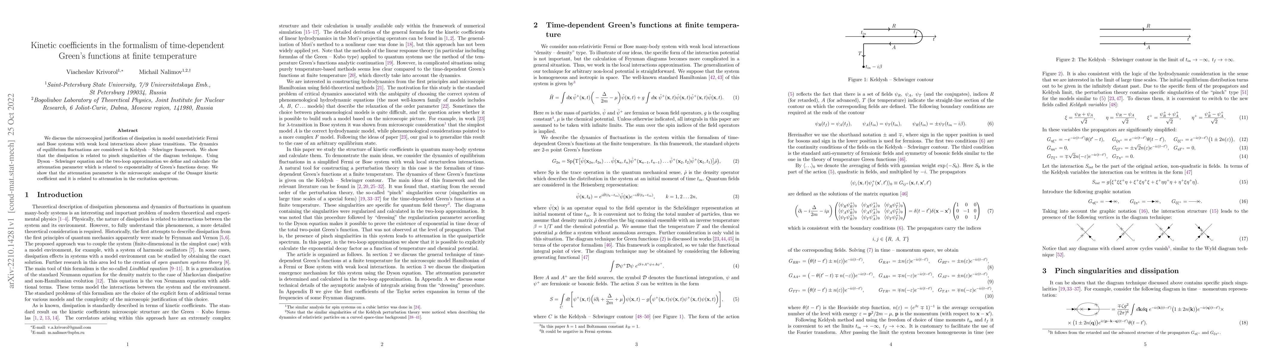 Thumbnail for Kinetic coefficients in the formalism of time-dependent Green's
  functions at finite temperature