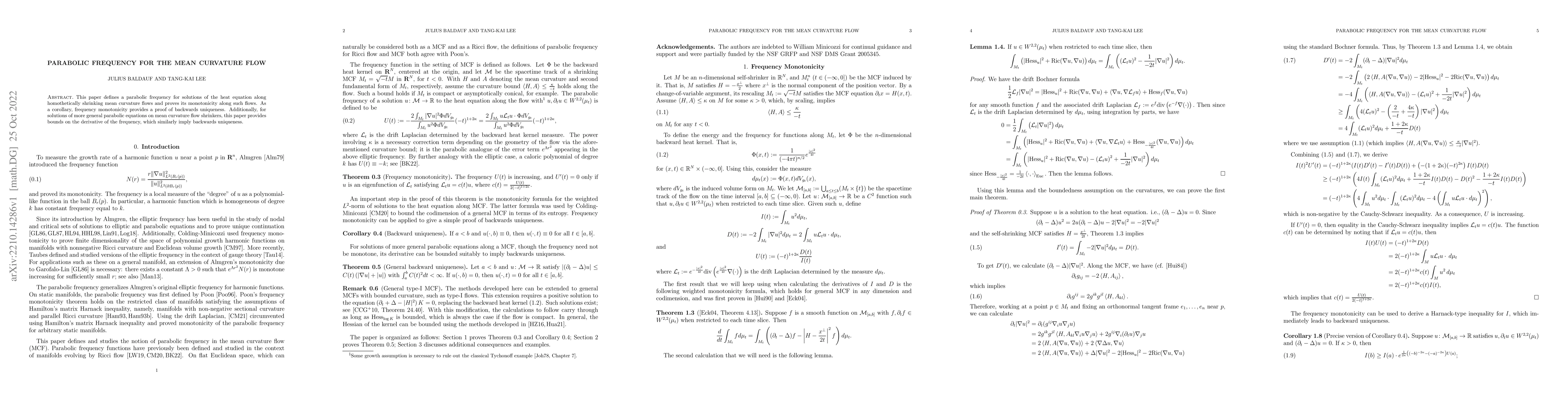Thumbnail for Parabolic frequency for the mean curvature flow