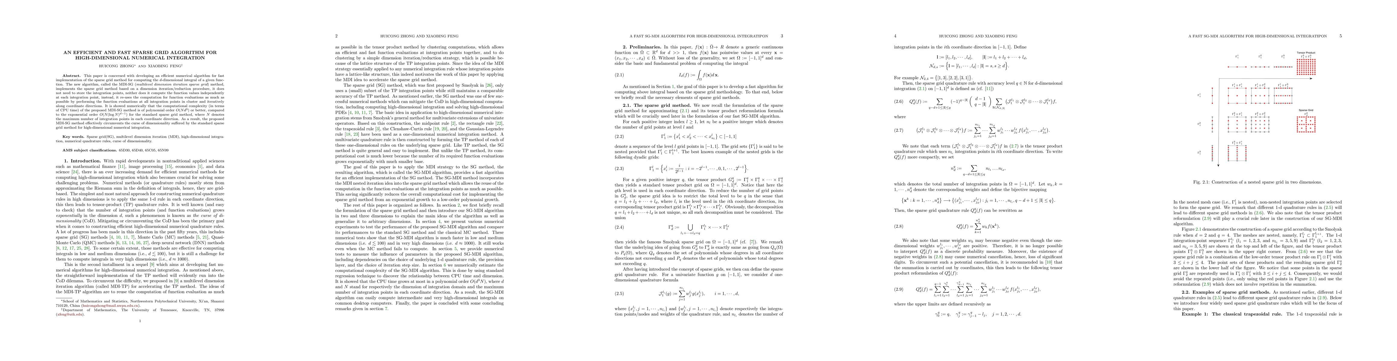 Thumbnail for An efficient and fast sparse grid algorithm for high-dimensional
  numerical integration