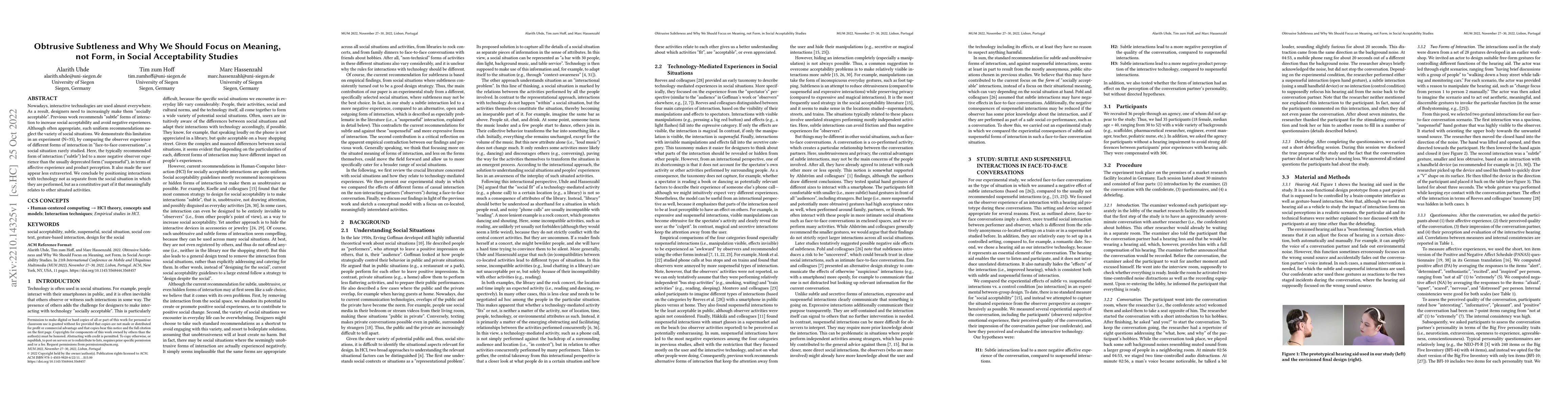 Thumbnail for Obtrusive Subtleness and Why We Should Focus on Meaning, not Form, in
  Social Acceptability Studies
