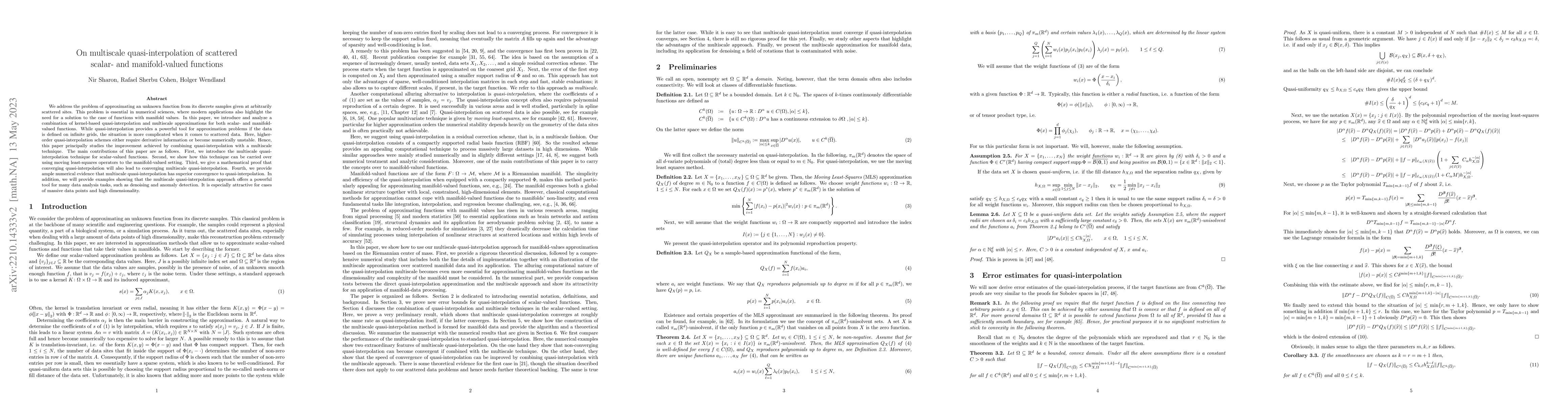 Thumbnail for On multiscale quasi-interpolation of scattered scalar- and
  manifold-valued functions