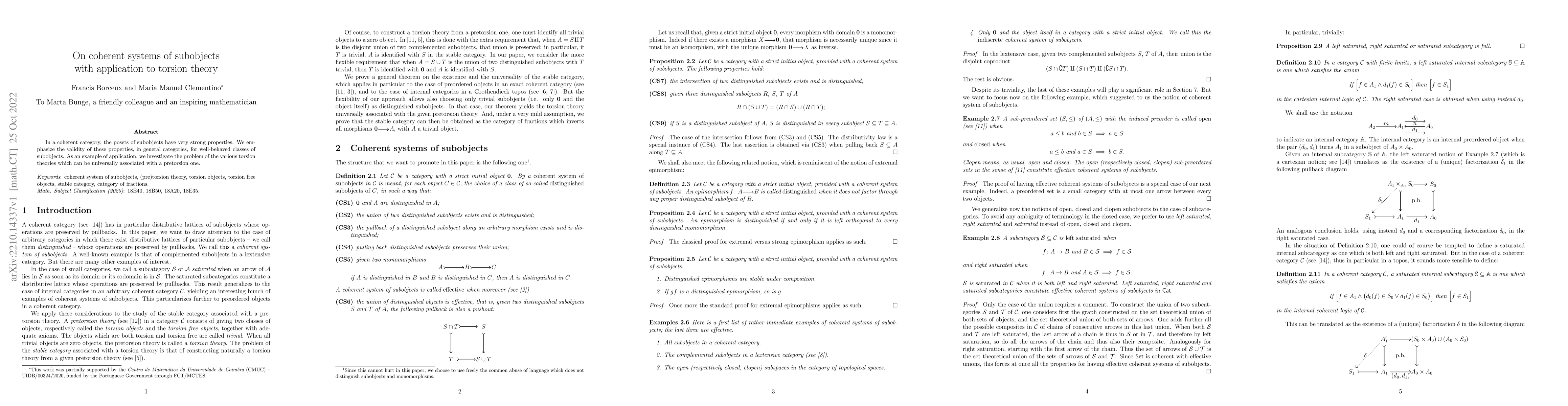 Thumbnail for On coherent systems of subobjects with application to torsion theory