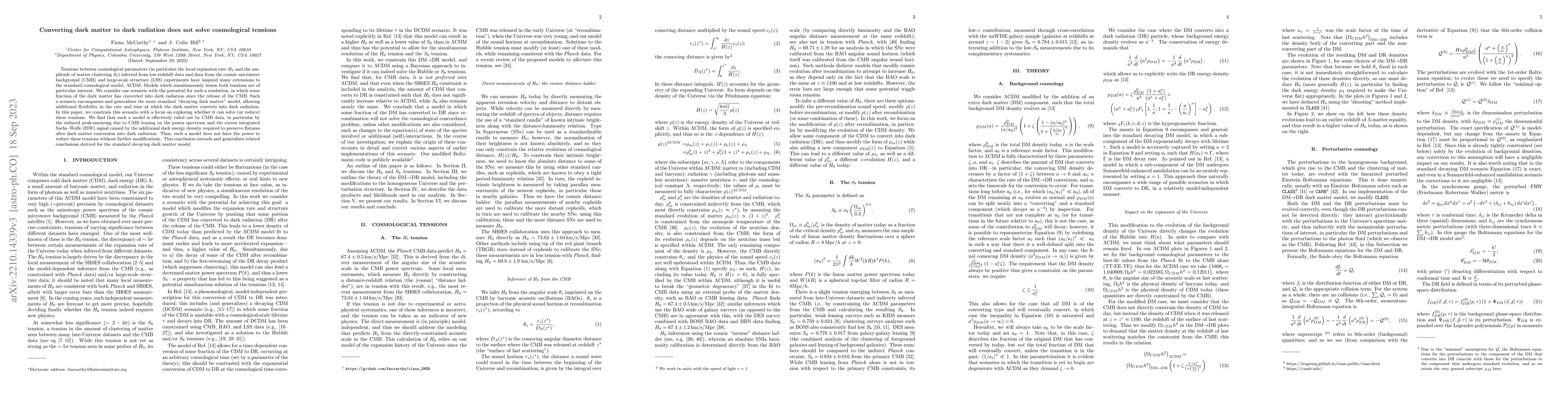 Thumbnail for Converting dark matter to dark radiation does not solve cosmological
  tensions