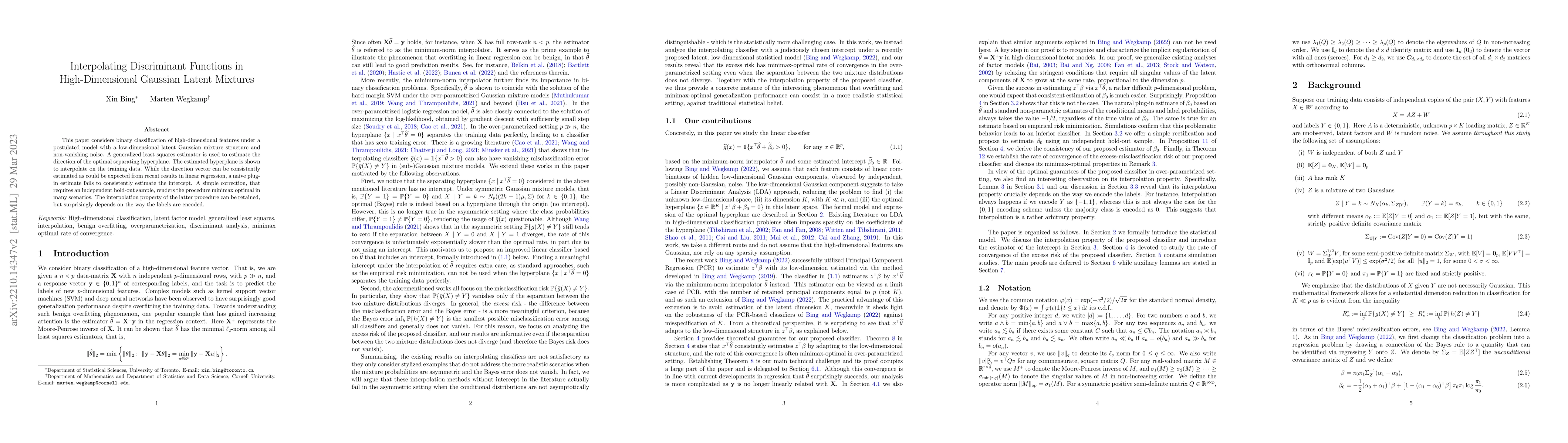 Thumbnail for Interpolating Discriminant Functions in High-Dimensional Gaussian Latent
  Mixtures