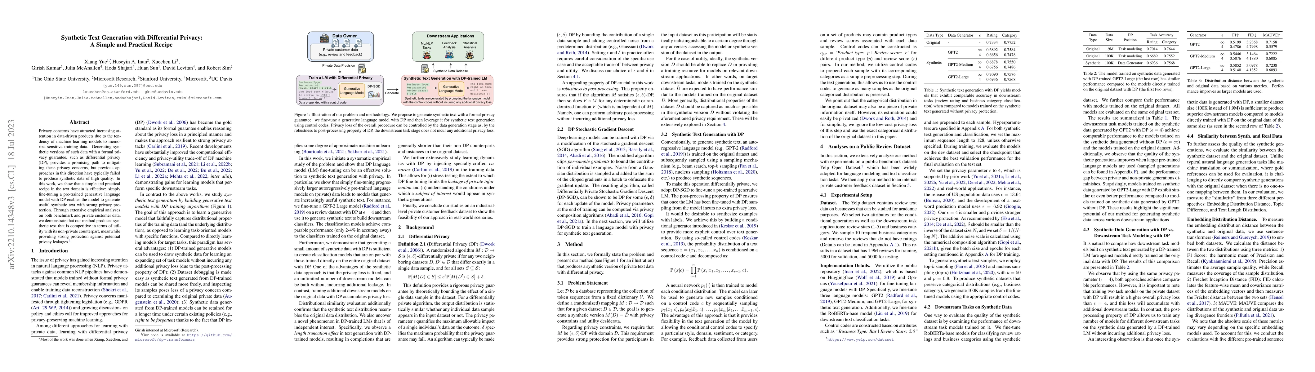 Thumbnail for Synthetic Text Generation with Differential Privacy: A Simple and
  Practical Recipe