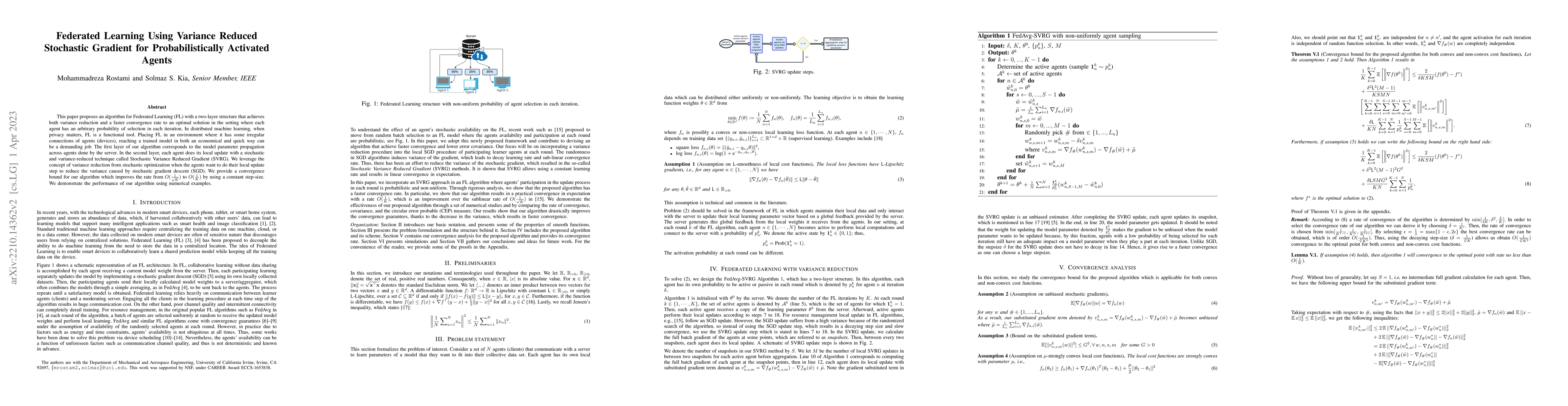 Thumbnail for Federated Learning Using Variance Reduced Stochastic Gradient for
  Probabilistically Activated Agents