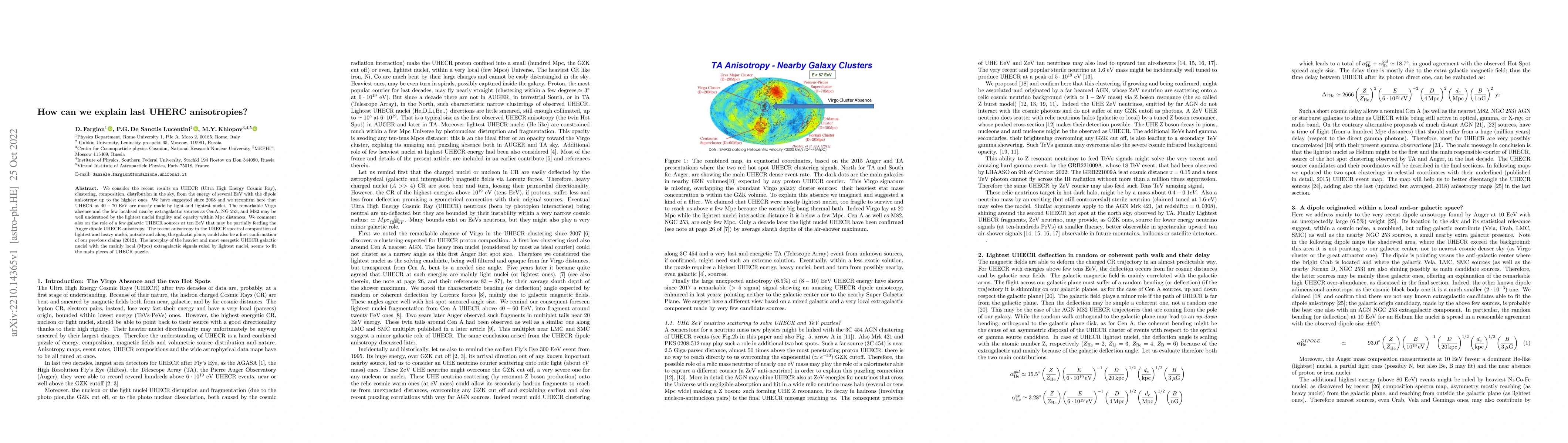 Thumbnail for How can we explain last UHERC anisotropies?