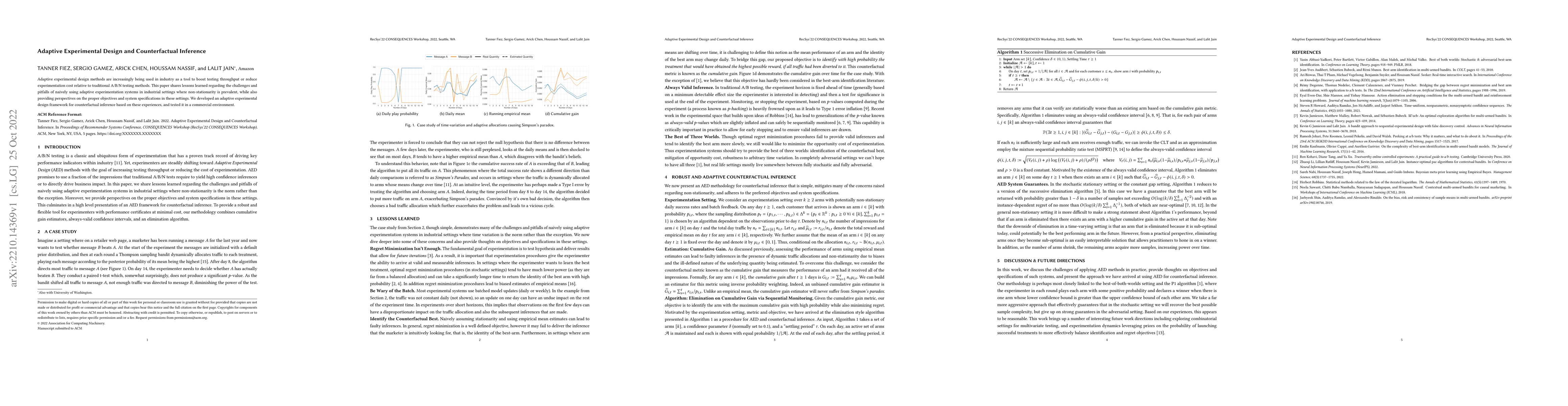 Thumbnail for Adaptive Experimental Design and Counterfactual Inference
