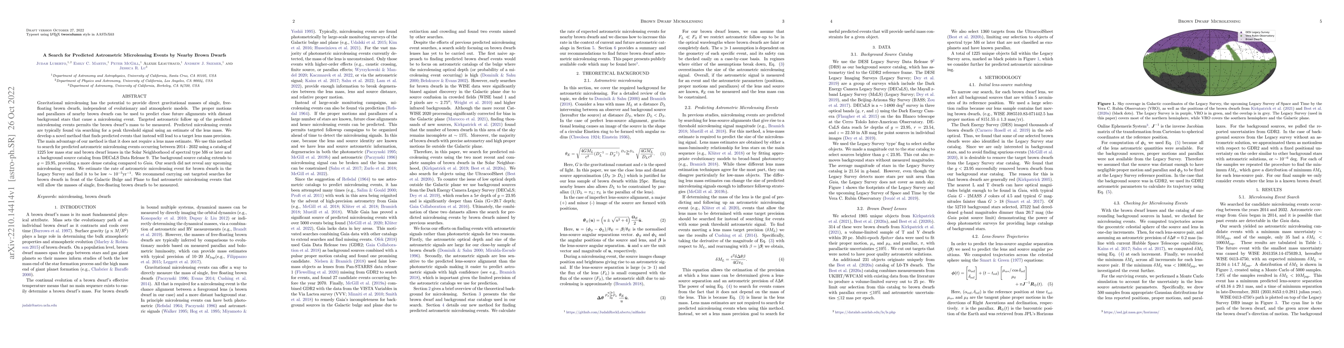Thumbnail for A Search for Predicted Astrometric Microlensing Events by Nearby Brown
  Dwarfs