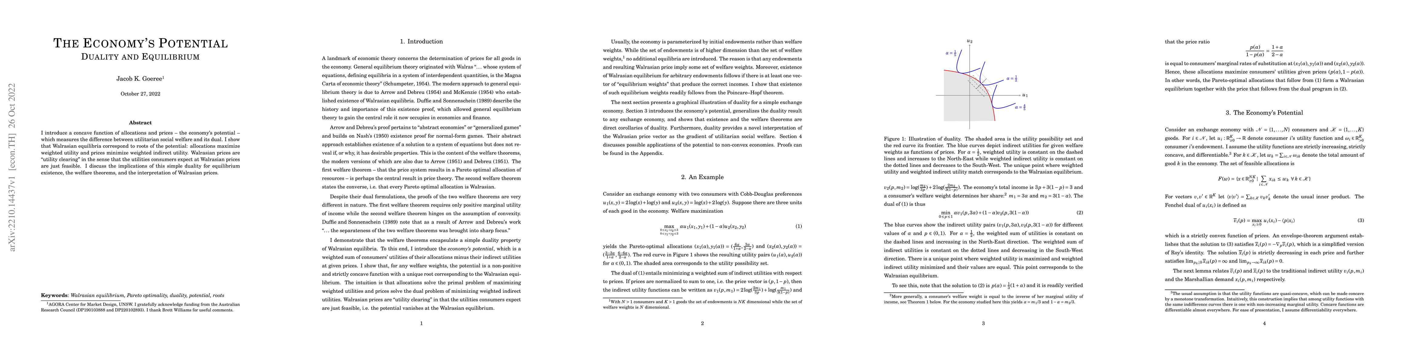 Thumbnail for The Economy's Potential: Duality and Equilibrium