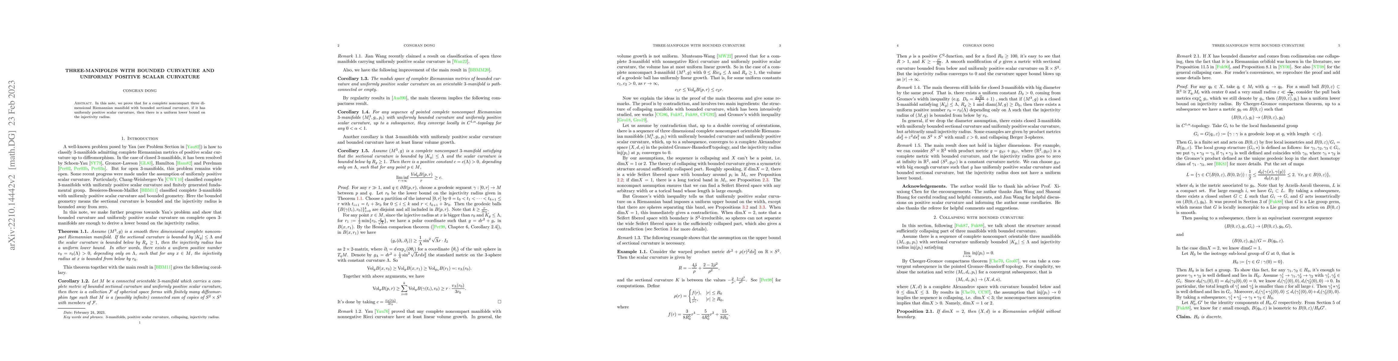 Thumbnail for Three-manifolds with bounded curvature and uniformly positive scalar
  curvature
