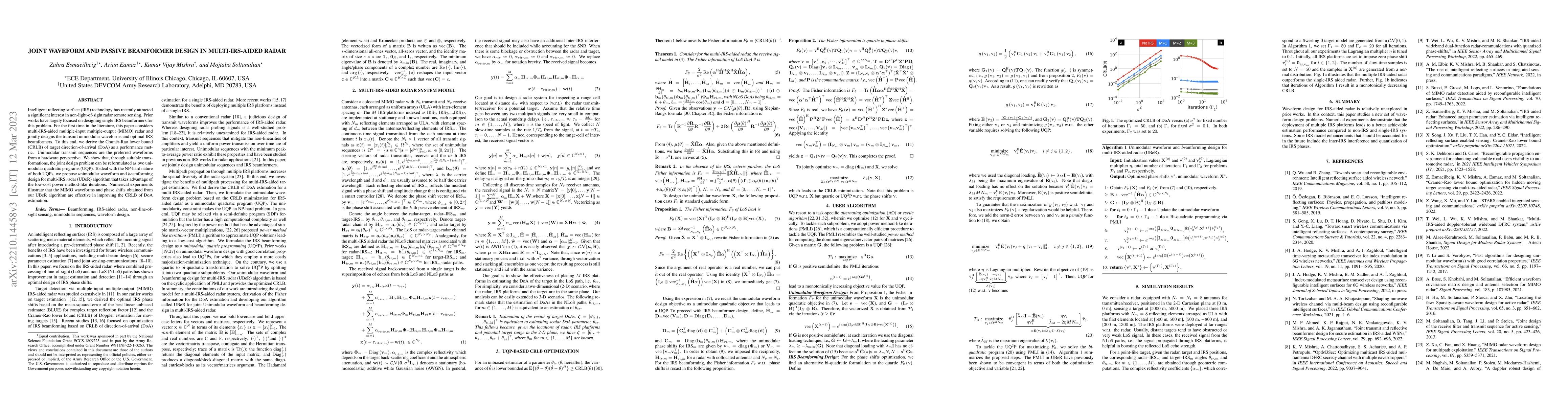 Thumbnail for Joint Waveform and Passive Beamformer Design in Multi-IRS-Aided Radar