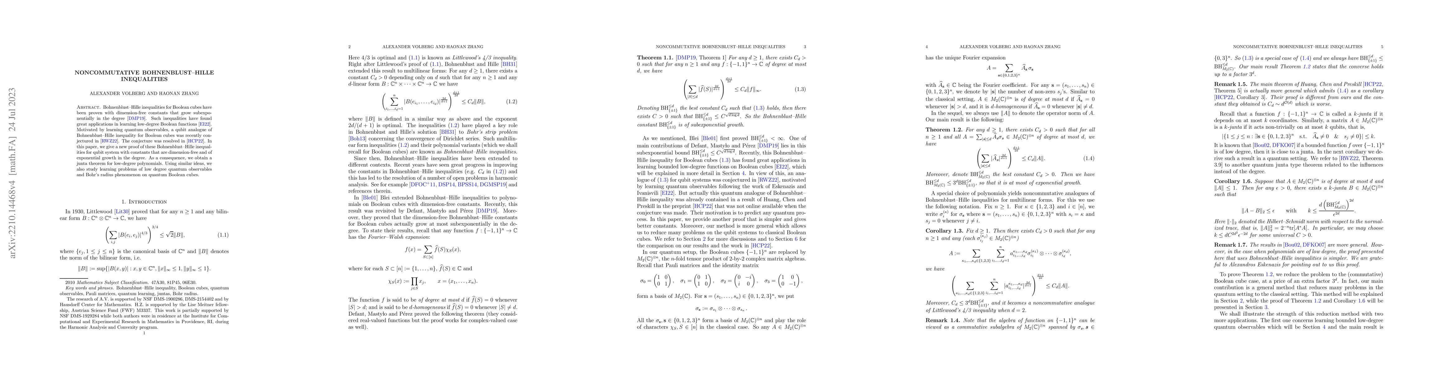 Thumbnail for Noncommutative Bohnenblust--Hille inequalities