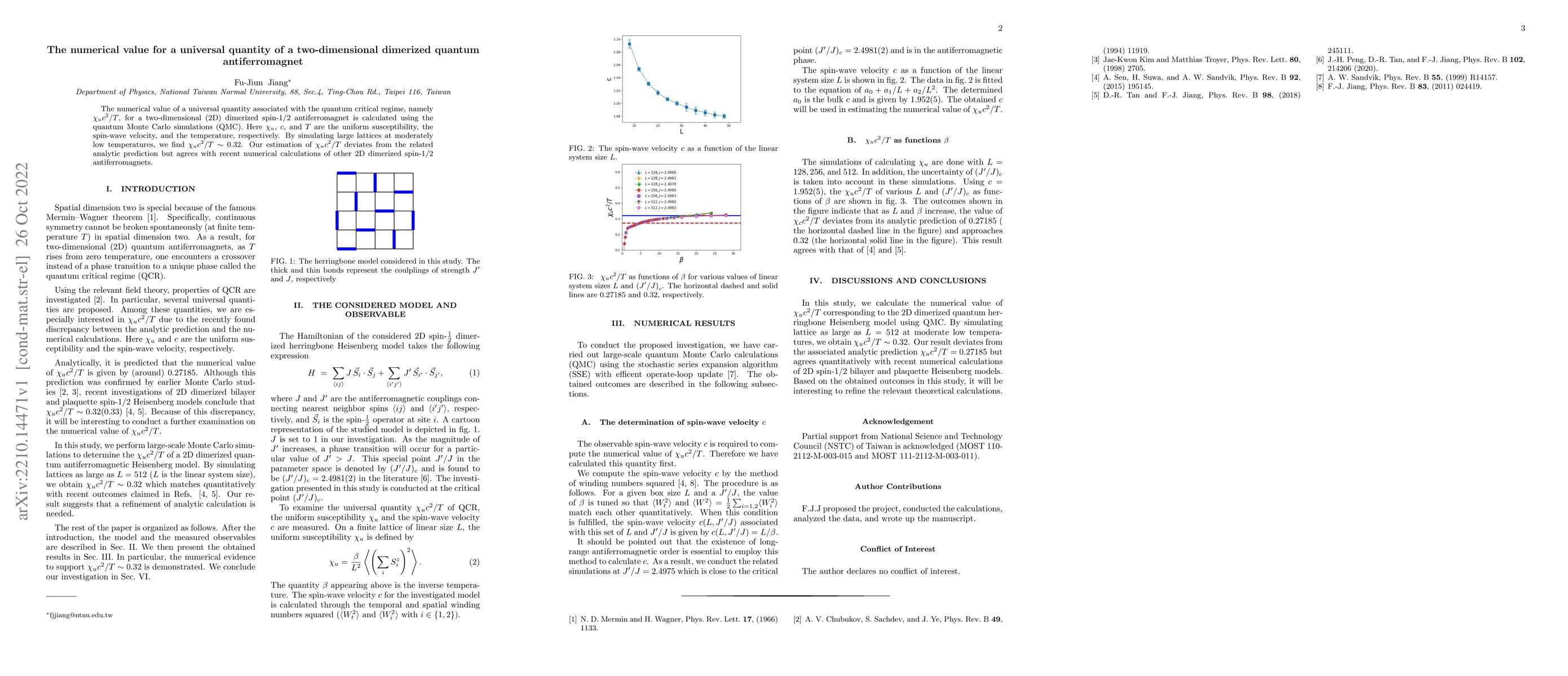 Thumbnail for The numerical value for a universal quantity of a two-dimensional
  dimerized quantum antiferromagnet