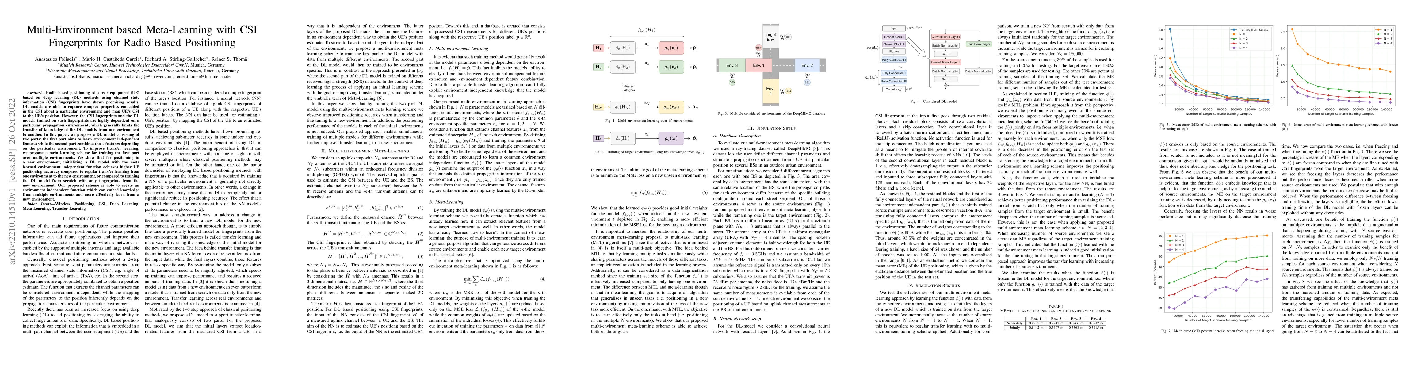 Thumbnail for Multi-Environment based Meta-Learning with CSI Fingerprints for Radio
  Based Positioning