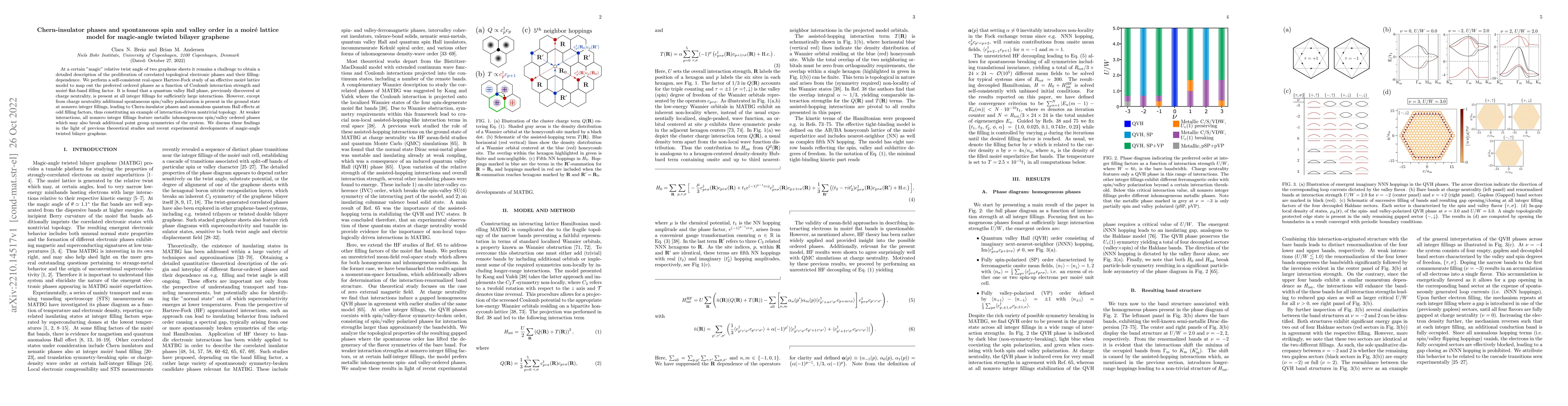 Thumbnail for Chern-insulator phases and spontaneous spin and valley order in a
  moir\'e lattice model for magic-angle twisted bilayer graphene