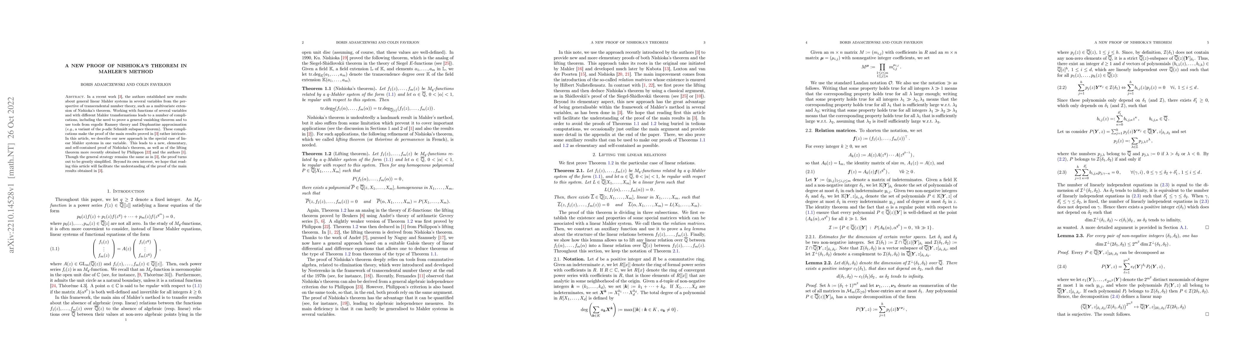 Thumbnail for A new proof of Nishioka's theorem in Mahler's method