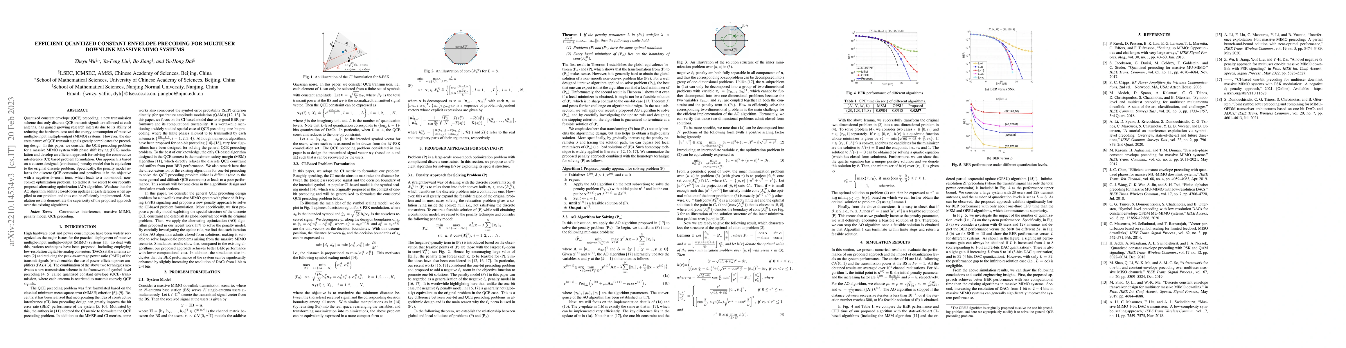 Thumbnail for Efficient Quantized Constant Envelope Precoding for Multiuser Downlink
  Massive MIMO Systems
