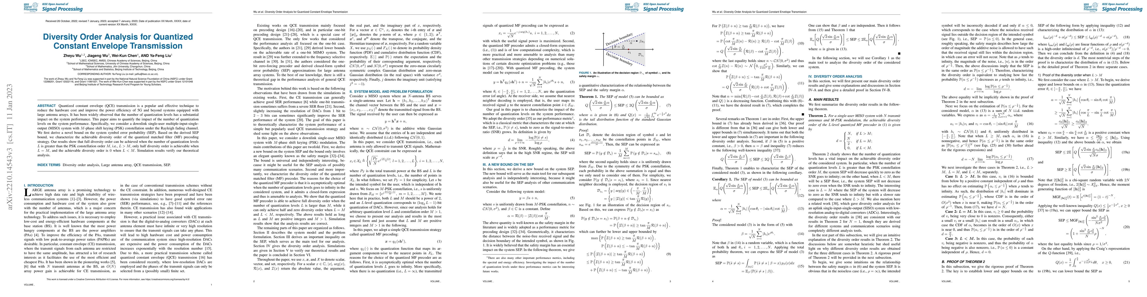 Thumbnail for Diversity Order Analysis for Quantized Constant Envelope Transmission